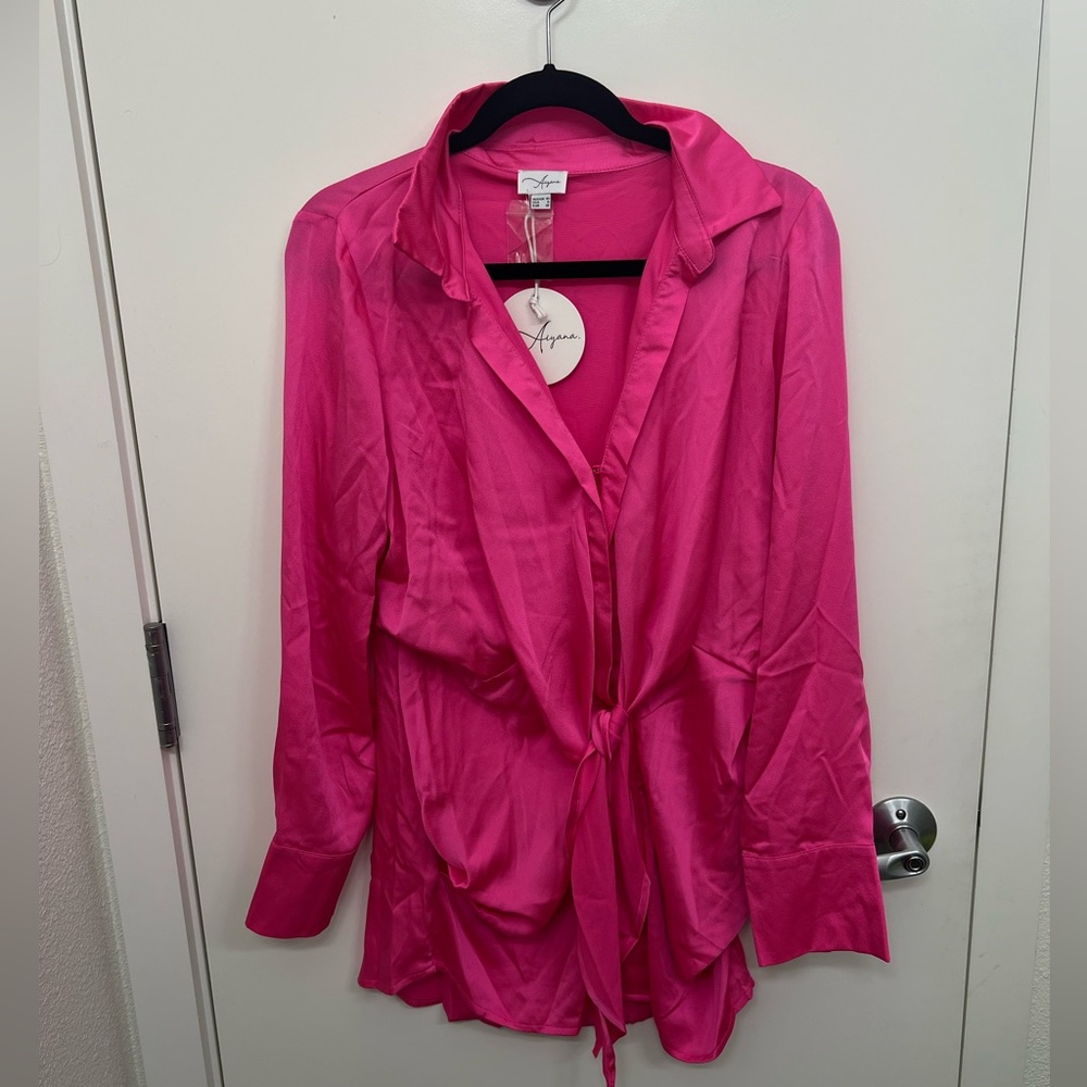 Ayana Pink Tie front collared dress